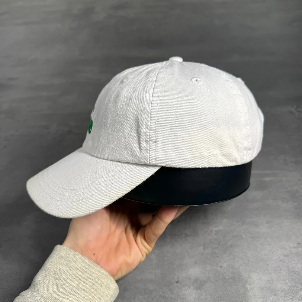 Adams Needlepoint Golf Hat Youth Kid White Embroidered Leather Strapback Dad Cap